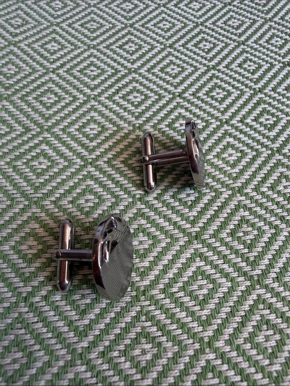 SWANK  Round Cufflinks with Textured Diagonal Accent